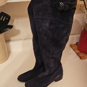Bravo Suede Women's Knee-High Boots in Deep Blue Size 37